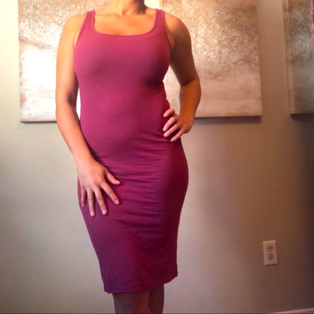 Two Medium Burgundy Sleeveless Dresses